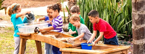 children playing with water